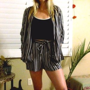 Two Piece Set Striped Shorts and Blazer Size L